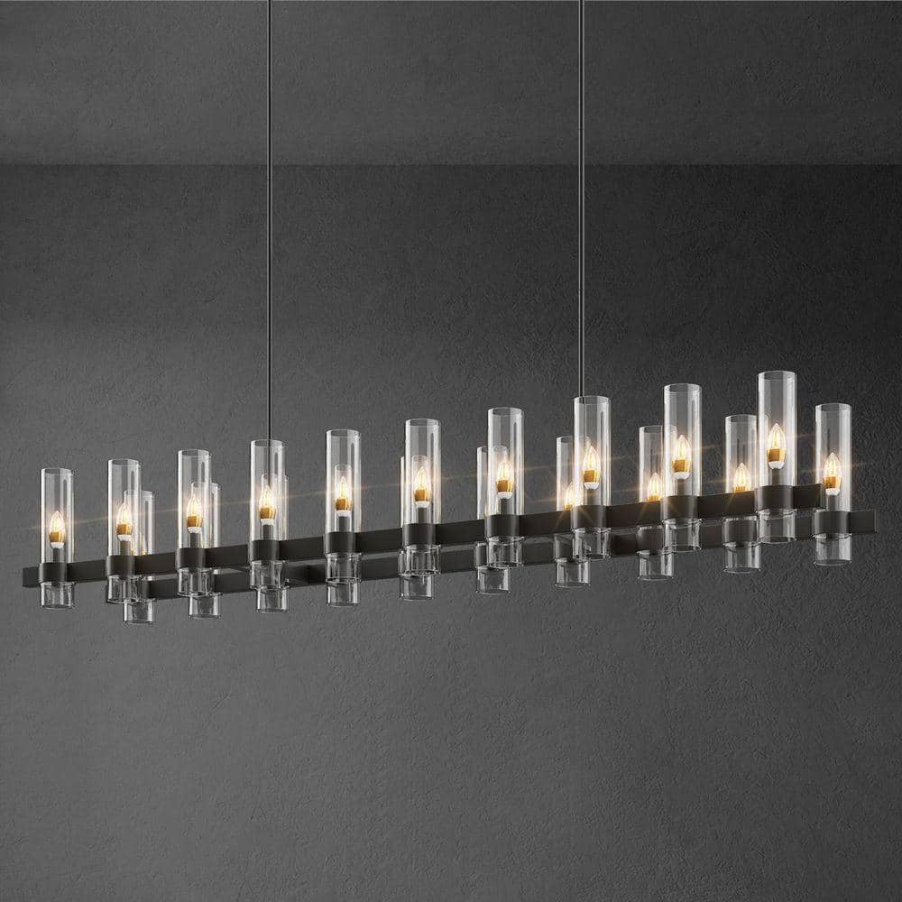 Farmhouse Chandelier 68 in. 20-Lights Linear Black Chandelier for Dining Room, Kitchen Island, Living Room price history on PriceWatchPro