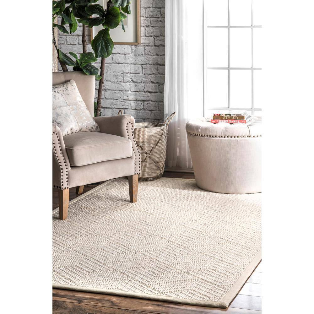 Nuloom Suzanne Solid 8x10 Wool Indoor Area Rug for Living Room Bedroom Dining Room Kitchen, Cream/Ivory