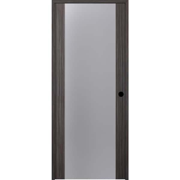 Belldinni 32 in. x 84 in. Paola202 Left-Hand Full Lite Frosted Glass Gray Oak Wood Composite Single Prehung Interior Door