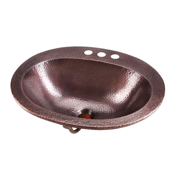 SINKOLOGY Rutherford 20 in. Drop-in Handmade Pure Solid Copper Bathroom Sink in Antique Copper