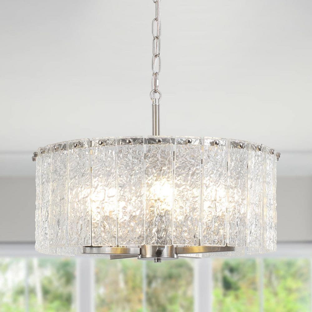 Modern 5-Light Sand Nickel Drum Glass Shade Chandelier Luxury Pendant Light price history on PriceWatchPro