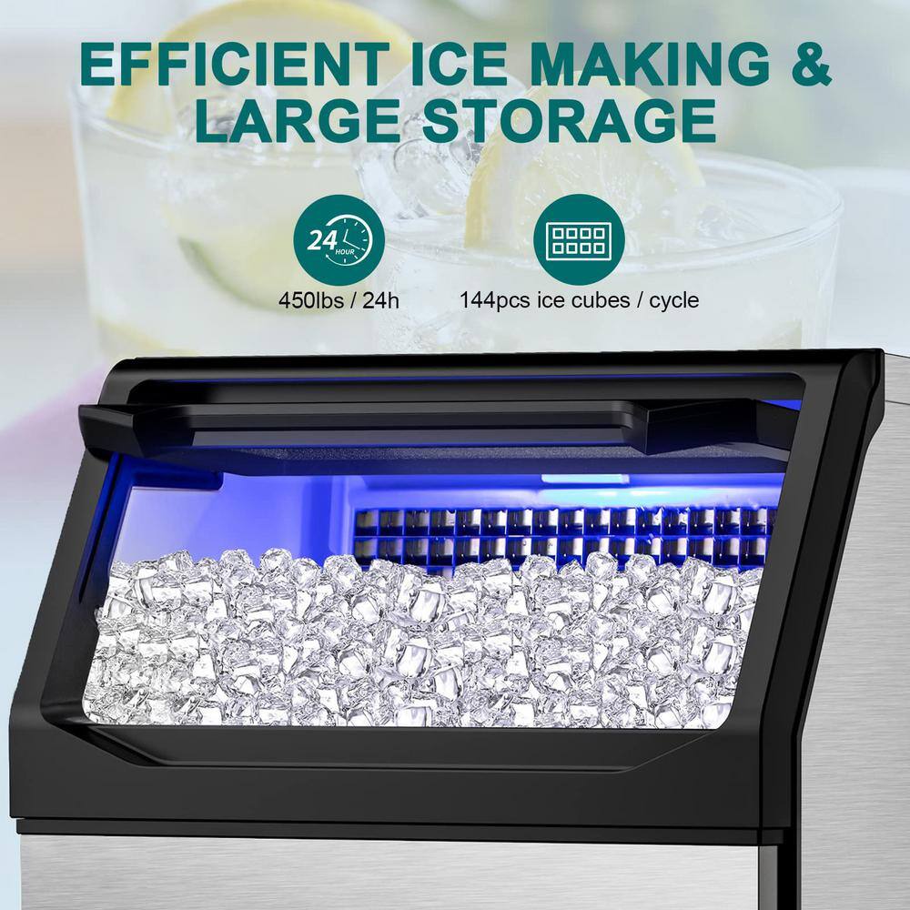 Stainless Steel Commercial Ice Maker with 77lb Storage
