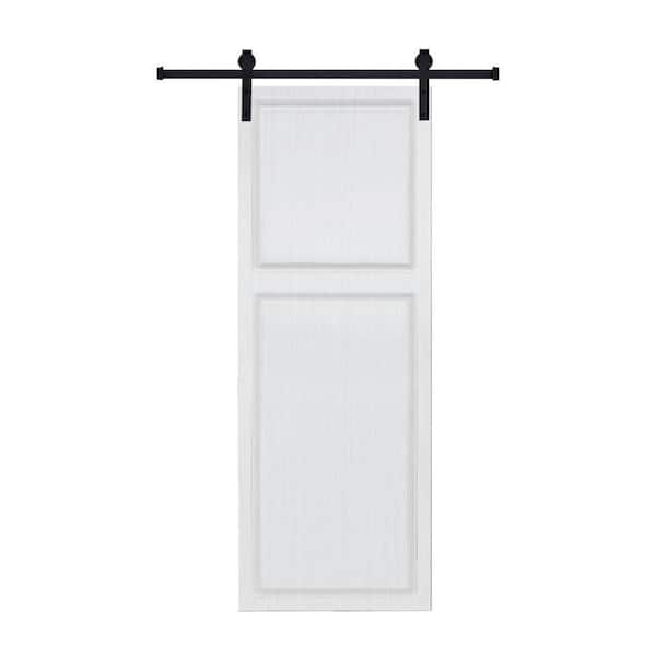 Modern 2-Panel 32 in. x 80 in. MDF White Walnut Barn Sliding Door With Hardware Kit