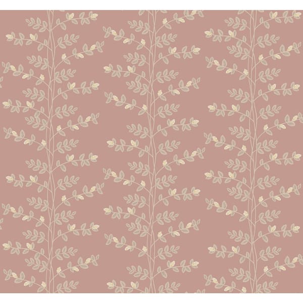 Climbing Vine Rose Pink Metallic Non-Pasted Wallpaper