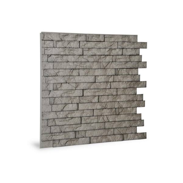 Innovera Decor By Palram 24 X Ledge Stone Pvc Seamless 3d Wall Panels In Portland Cement 6 Piece 704526 The Home Depot - Stone Wall Covering Home Depot