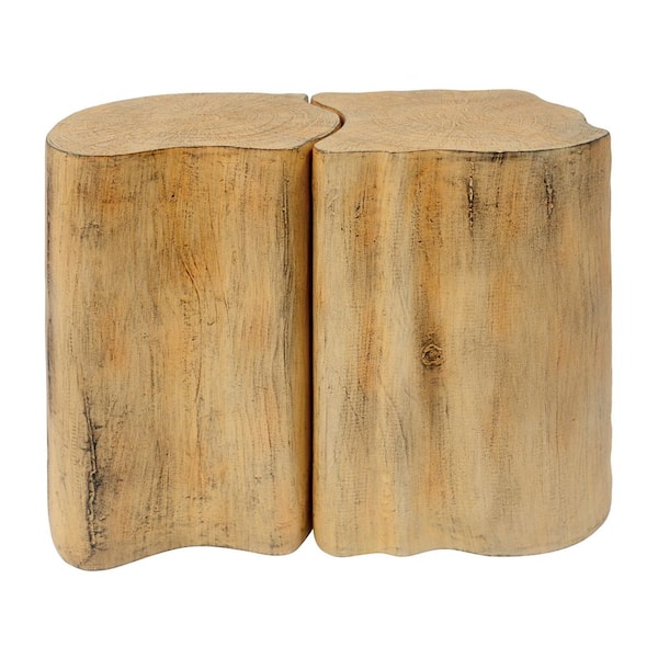 2-in-1 Natural Composite Outdoor End Table, 24.8 in. W x 12.6 in