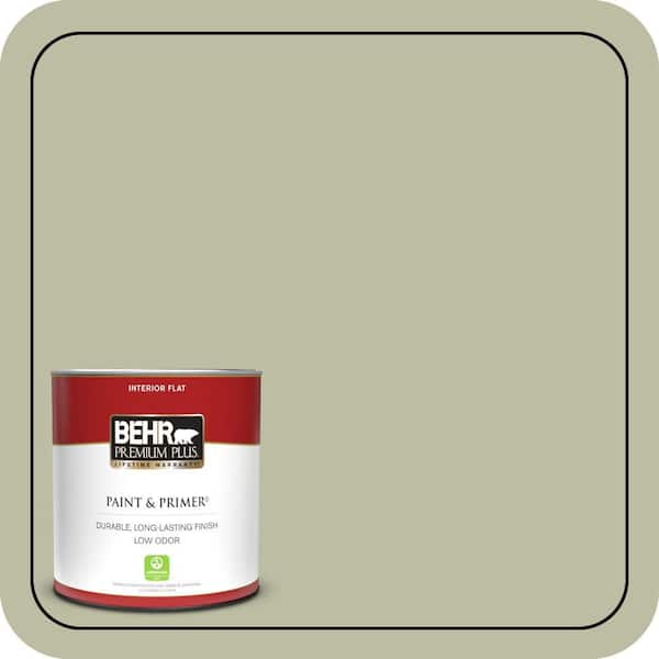 BEHR PREMIUM PLUS 1 qt. #ICC-57 Dried Thyme Flat Low Odor Interior Paint & Primer