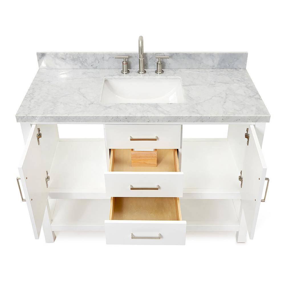 Bayhill 49" White Marble Top Single Sink Vanity