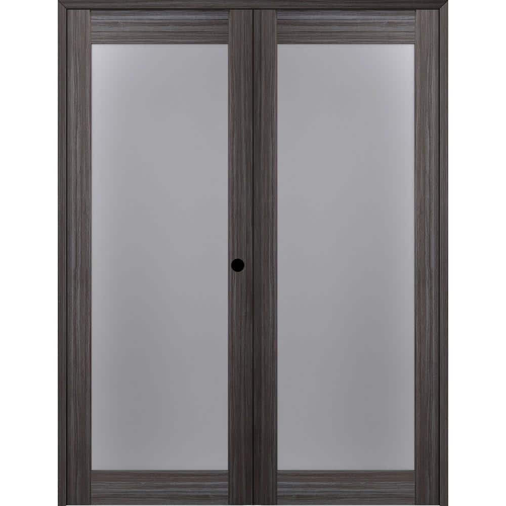 "Paola 207 72""x 96"" Left Hand Active Full Lite Frosted Glass Gray Oak Finished Wood Composite Double Prehung French Door" price history on PriceWatchPro