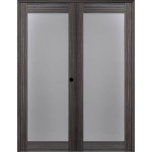Paola 207 60"x 84" Left Hand Active Full Lite Frosted Glass Gray Oak Finished Wood Composite Double Prehung French Door