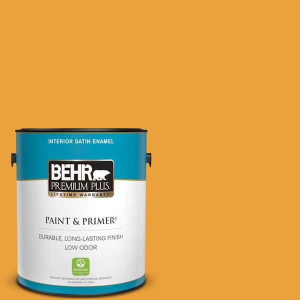 BEHR PREMIUM PLUS 1 gal. Home Decorators Collection #HDC-FL14-5 Gilded Leaves Satin Enamel Low Odor Interior Paint & Primer