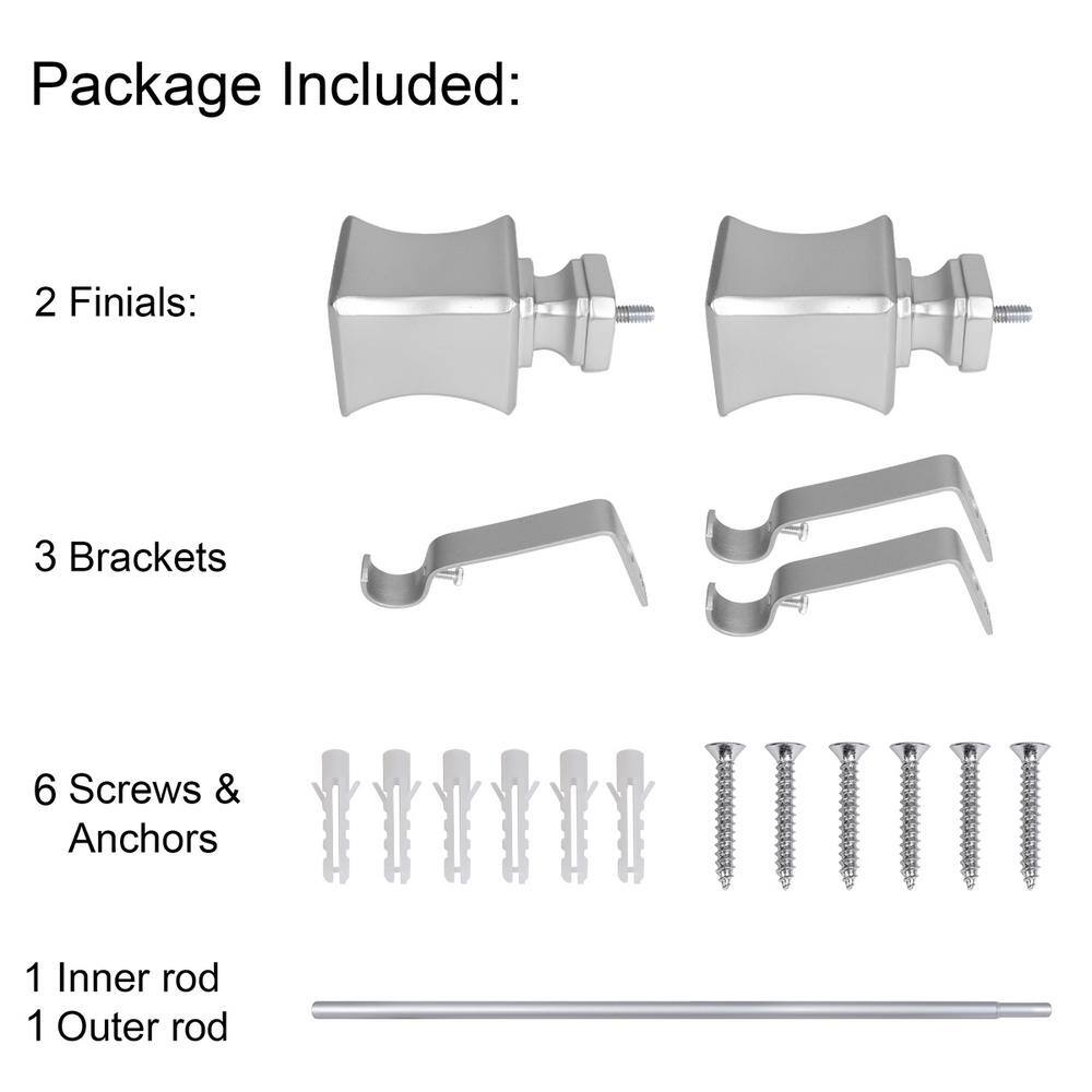 Adjustable Nickel Metal Single Curtain Rod with Decorative Finials