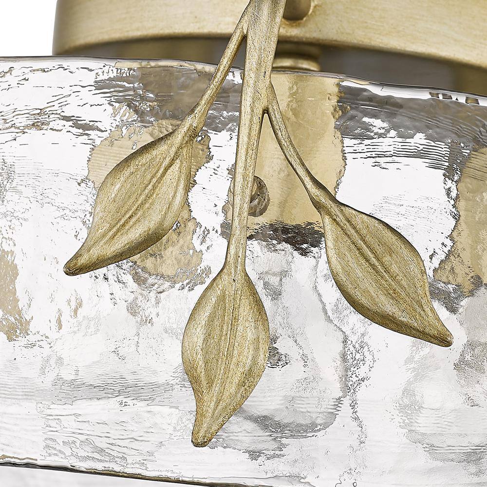 White Gold Glass Drum Flush Mount Light Fixture