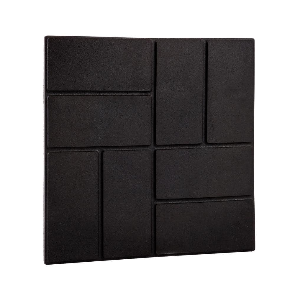 15.5 in. x 15.5 in. Square Black Cobblestone/Brick Dual-Sided 100% Recycled