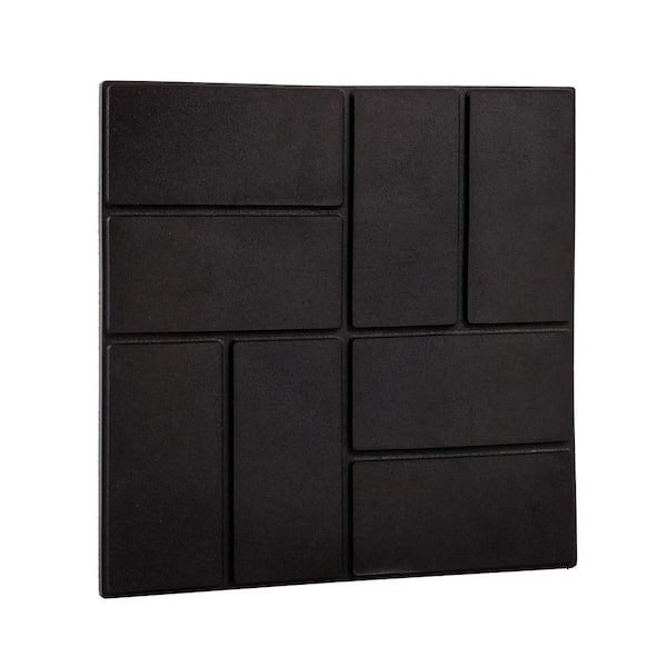EcoBorder 15.5 in. x 15.5 in. Square Black Cobblestone/Brick Dual-Sided 100% Recycled Rubber Paver (6-pack)