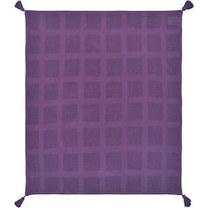 Charlie Purple Solid Color Cotton Throw Blanket