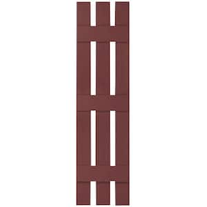 12 in. x 59 in. Lifetime Vinyl Custom Three Board Spaced Board and Batten Shutters Pair Wineberry