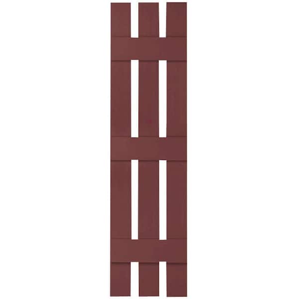 Ekena Millwork 12 in. x 59 in. Lifetime Vinyl Custom Three Board Spaced Board and Batten Shutters Pair Wineberry