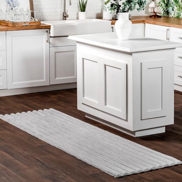 Kai Machine Washable Silver 2 ft. x 8 ft. Solid Runner Rug
