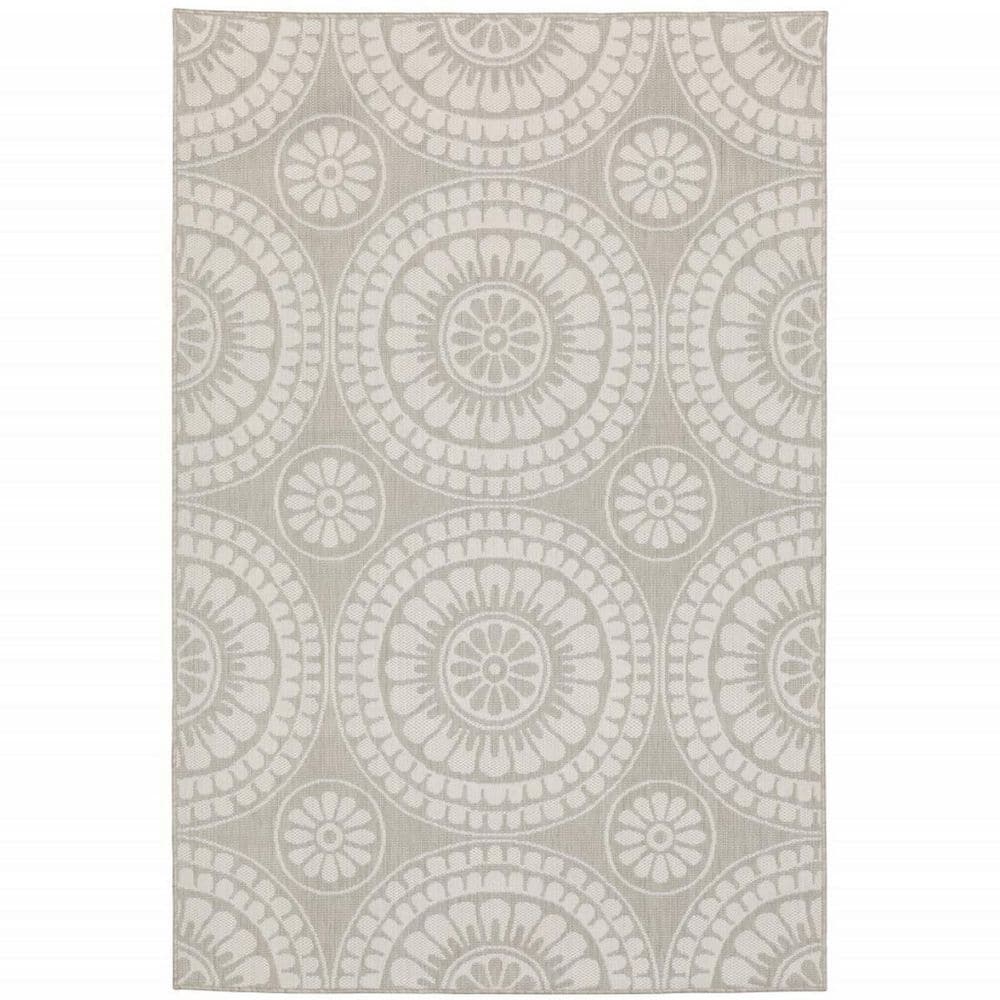 Gray, Ivory 10 ft. x 13 ft. Loomed Geometric Polypropylene Rectangle Indoor/Outdoor Area Rug price history on PriceWatchPro