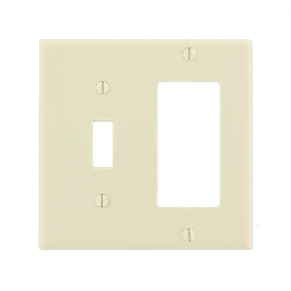 Almond 2-Gang Plastic Wall Plate with Toggle and Decora Openings