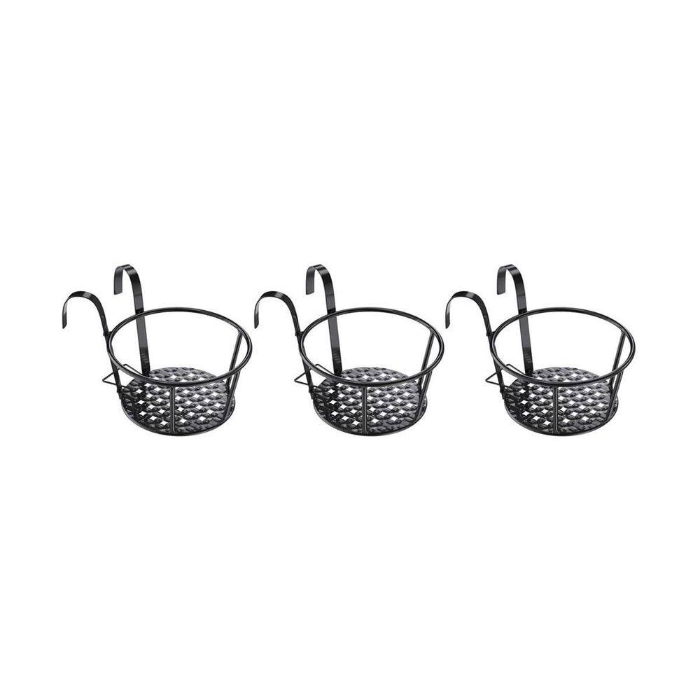 Round Railing Planters 8 in. W Round Balcony Metal Railing Planters with Base HPDQHJ291Q - The ...