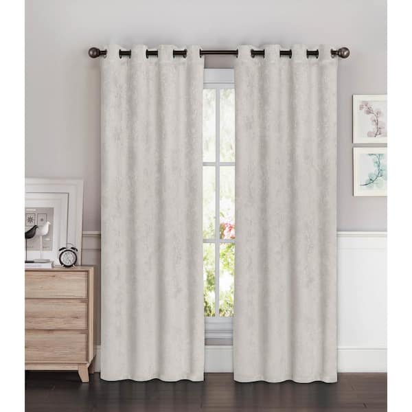 Bella Luna Light Gray Faux Silk Extra Wide Grommet Room Darkening Curtain - 54 in. W x 96 in. L (Set of 2)