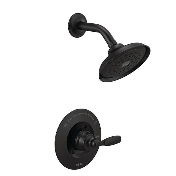 Delta Woodhurst 1-Handle Wall Mount Shower Faucet Trim Kit in Matte Black (Valve Not Included)