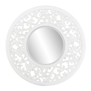Kinior 31.75 in. W x 31.75 in. H Round Fir Transitional Framed White Decorative Wall Mounted Mirrors