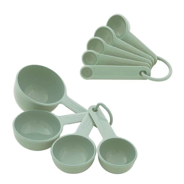 Adrinfly Universal 9-Piece Pistachio Measuring Cup Set with Grip Handles