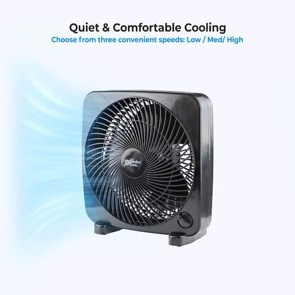 Comfort Zone 9 in. Black Box Fan with 3-Speed Front Control CZ9BBK