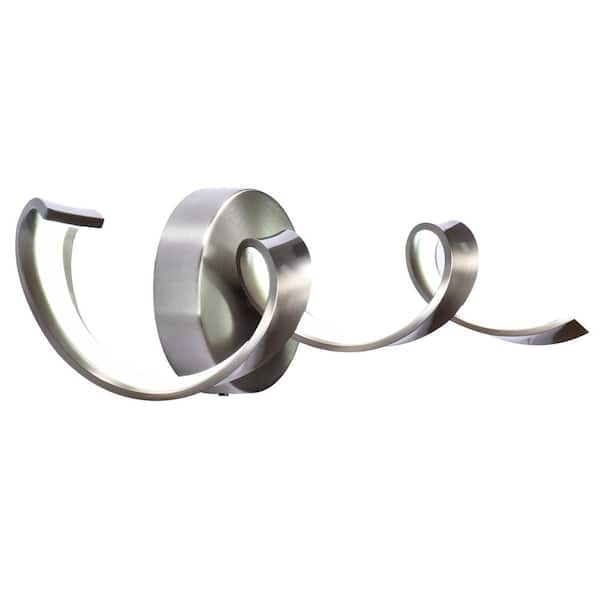 EDISLIVE Miron 23.5 in. Modern LED Vanity Light 12W 3000K Spiral Design Nickel Wall Light Fixture