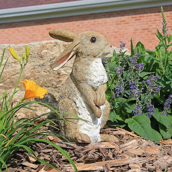 11 in. H Outdoor Brown Rabbit Standing Garden Statue HP0BB573W6