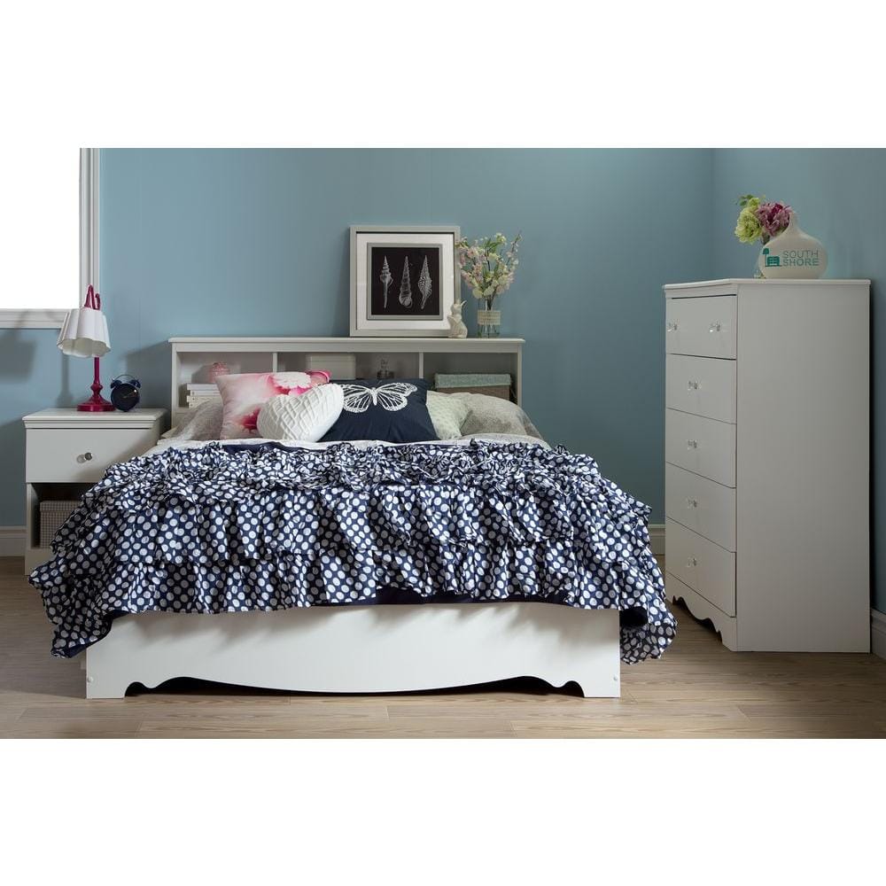 Elegant Crystal Double 5-Drawer Chest in Pure White