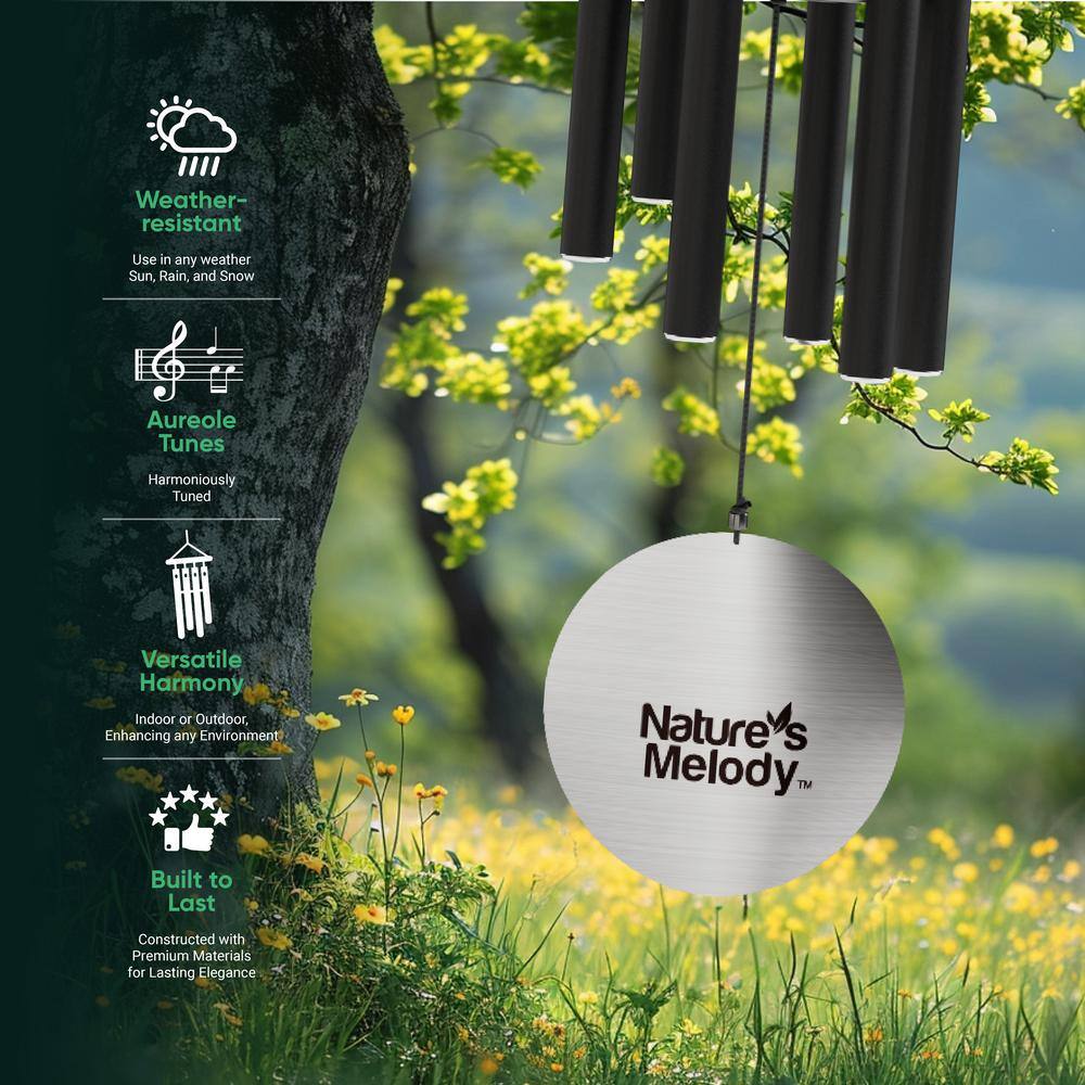 Nature's Melody 42" Black Aluminum Outdoor Wind Chimes