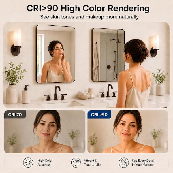 niveal 30 in. W x 36 in. H Rectangular Framed Wall Bathroom Vanity Mirror in Oil Rubbed Bronze - image 5