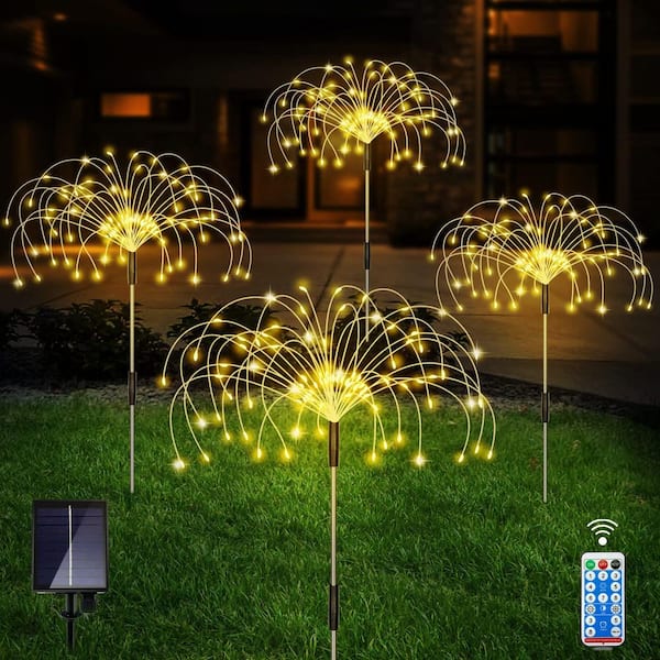OGETFUUR 4 Pack Solar Warm White Garden Lights With 120 LED