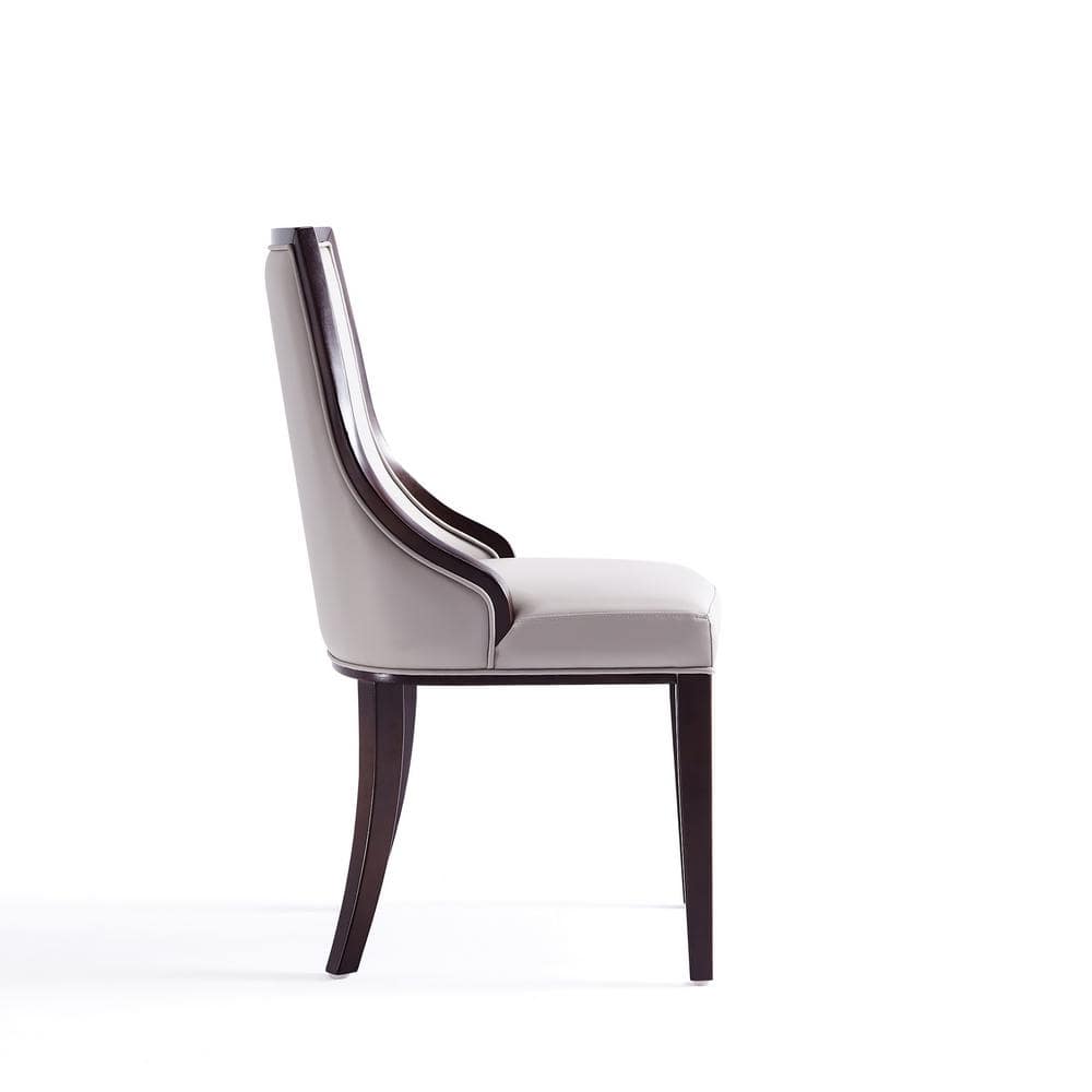 Elegant Light Gray Faux Leather Upholstered Side Chair with Wood Frame