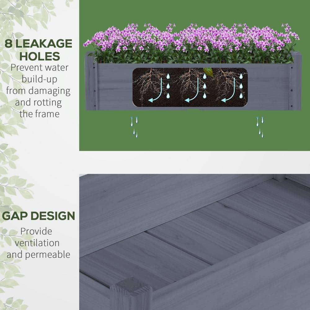 Ascend 34" Gray 2-Tier Wooden Raised Garden Bed for Outdoor Spaces
