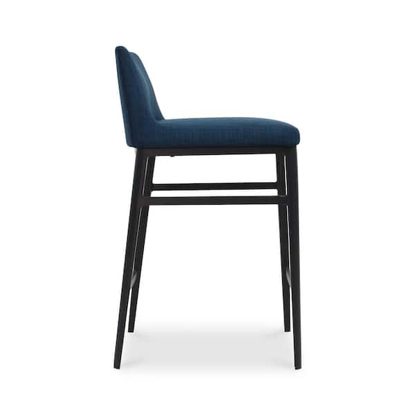 Spencer 25.5 in. Blue Contemporary Polyester Upholstered Counter Stool with Metal Legs