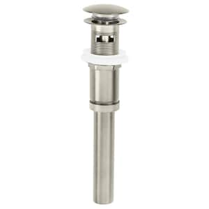 Mushroom Style Push-Down Lavatory Bathroom Sink Drain Assembly with Overflow Holes - Exposed, Polished Nickel