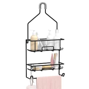Dracelo 11.8 in. W x 3.8 in. D x 25.6 in. H Chrome Shower Caddy Hanging Over Head, Bathroom Shower Organizer Shower Rack, Grey