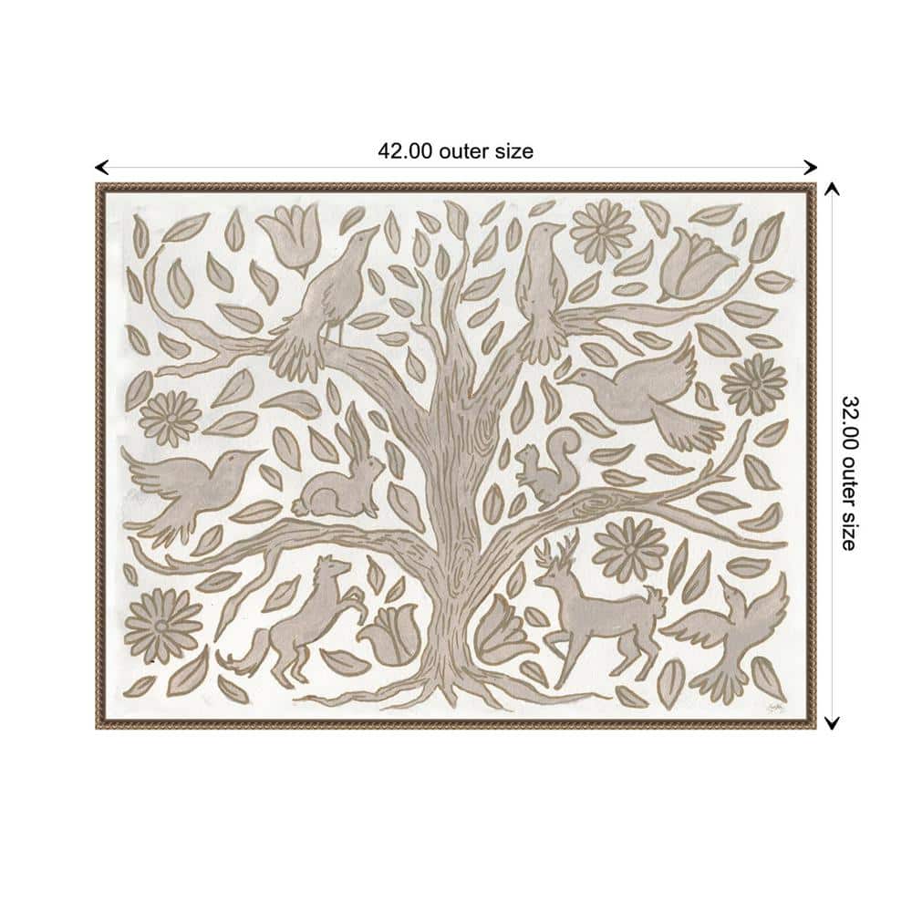 Nordic Critter Tree Beaded Framed Canvas Wall Art