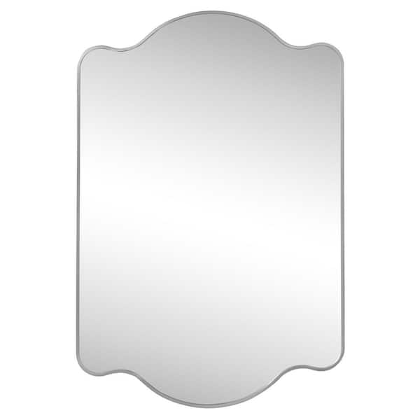 Louisa 24 in. W x 36 in. H Medium Scalloped Rectangular Metal Framed Wall Mirror, Nickel