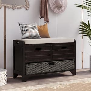 Espresso Storage Dining Bench with Removable Basket and 2-Drawers ( 20 in. H x 32 in. W x 11.8 in. D)