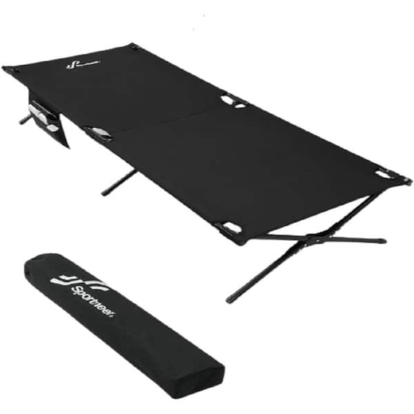 SEEUTEK Outdoor Black Heated Camping Cot Portable Folding