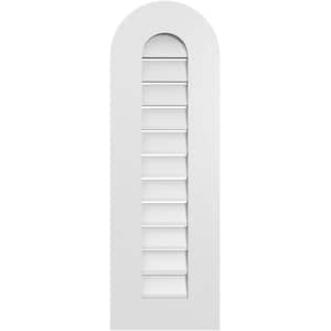 12 in. x 36 in. Round Top Surface Mount PVC Gable Vent: Functional with Standard Frame