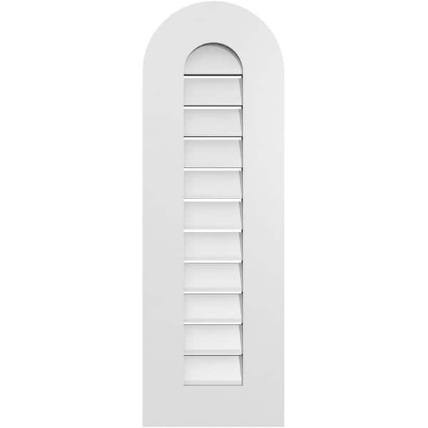 Ekena Millwork 12 in. x 36 in. Round Top Surface Mount PVC Gable Vent: Functional with Standard Frame