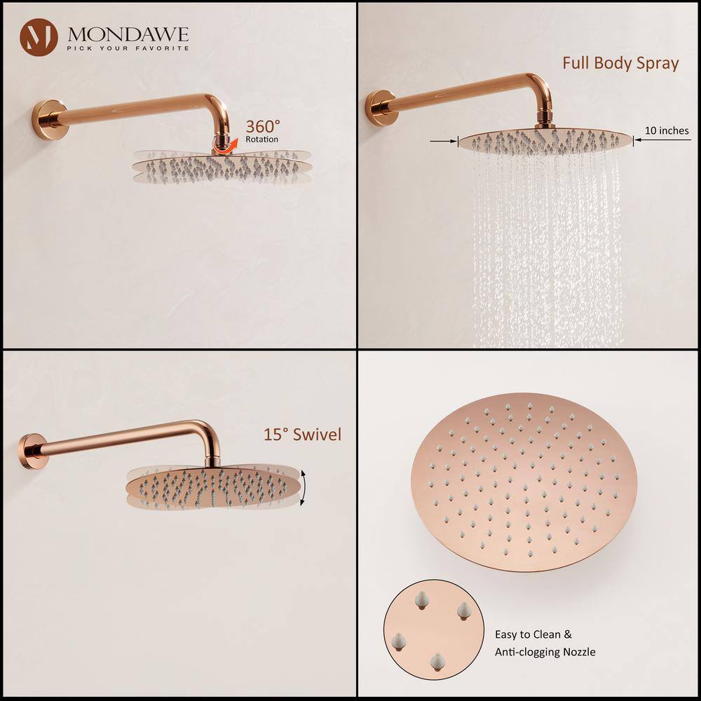 Rose Gold Wall Mounted Rain Shower System with Handheld