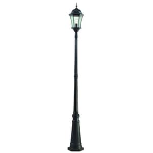 Wakefield 1-Light Black Classic Outdoor Lamp Post with Clear Beveled Glass Shade